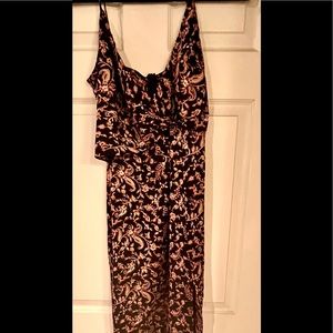 Thin strap satin dress with slit